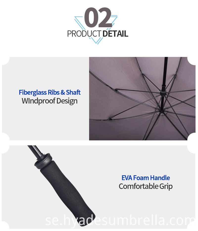 Dubbelskikt Straight Paraply Eva Skum Handtag Dual Layer Straight Umbrella Eva Foam Handle